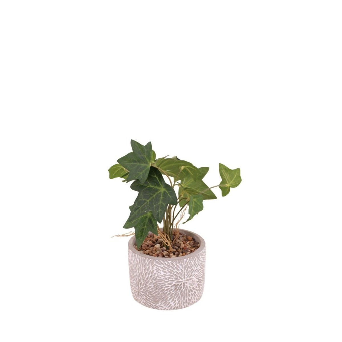 Plante artificielle pot en ciment 28x14cm gris clair, ORNAMI