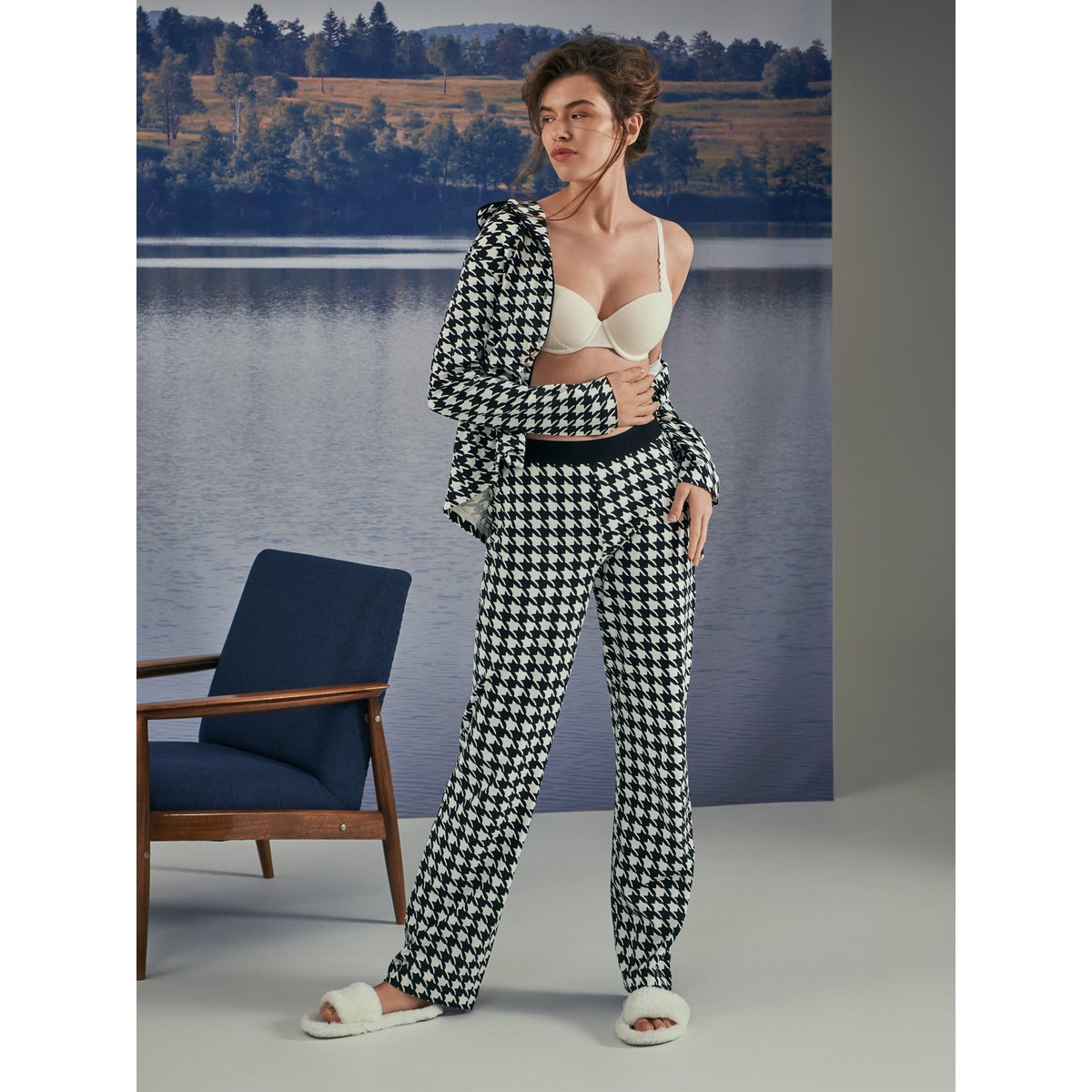 Haut pyjama chemise manches longues Mia motif, LISCA