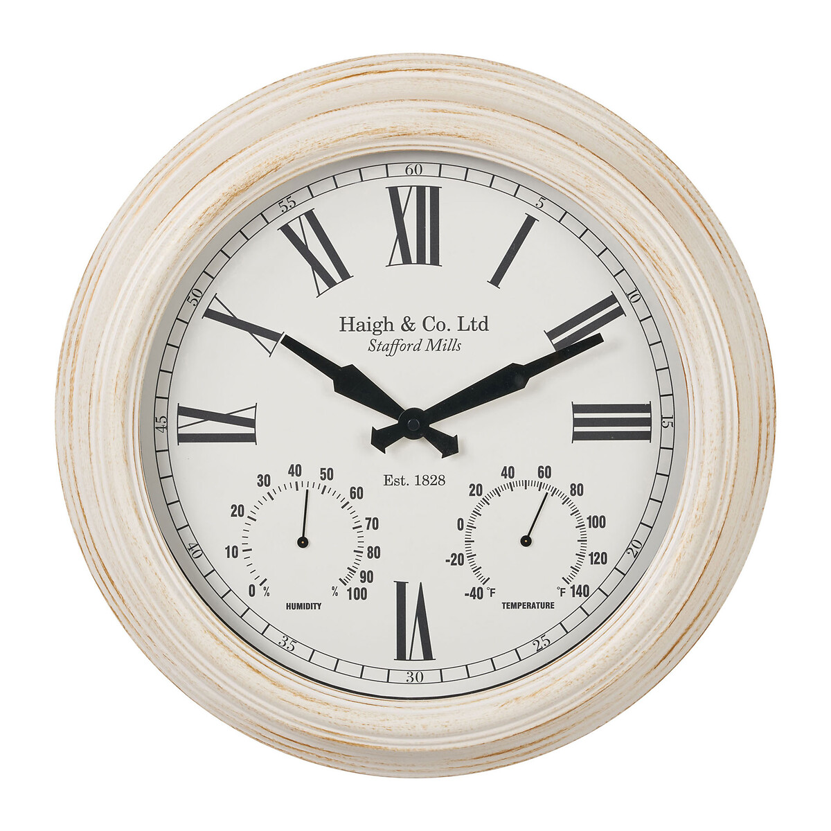 42cm Antique Effect Gold Brushed Cream Indoor/Outdoor Wall Clock cream, SO'HOME