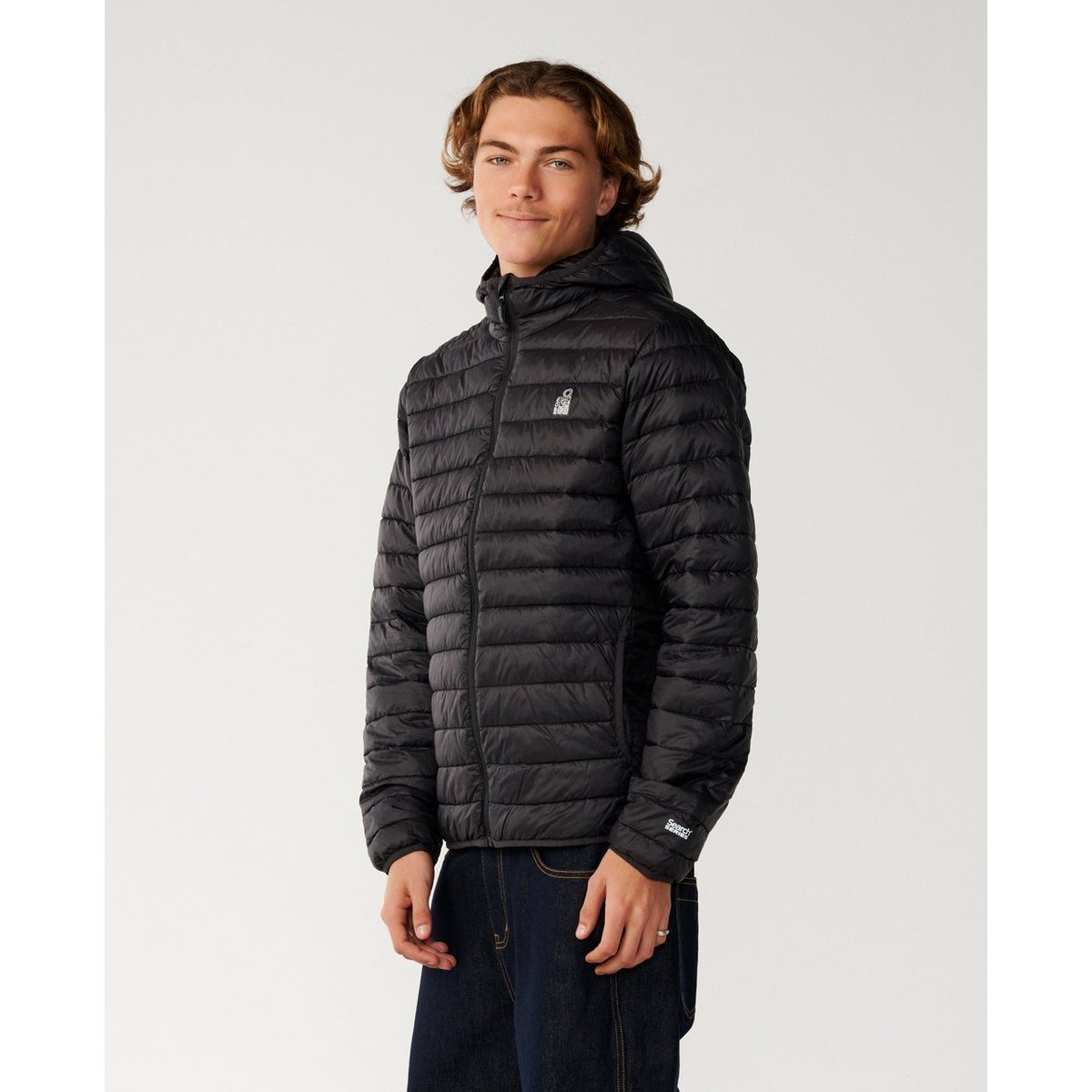 Veste à capuche SEARCH Series Puffer DWR noir, RIP CURL