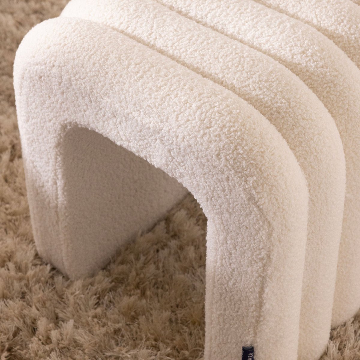 Tabouret rembourré en tissu bouclette- MUI blanc, DRAWER