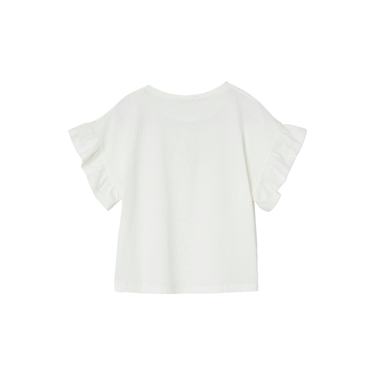T-shirt cérémonie motif fleur en relief lettres pailletées blanc, VERTBAUDET