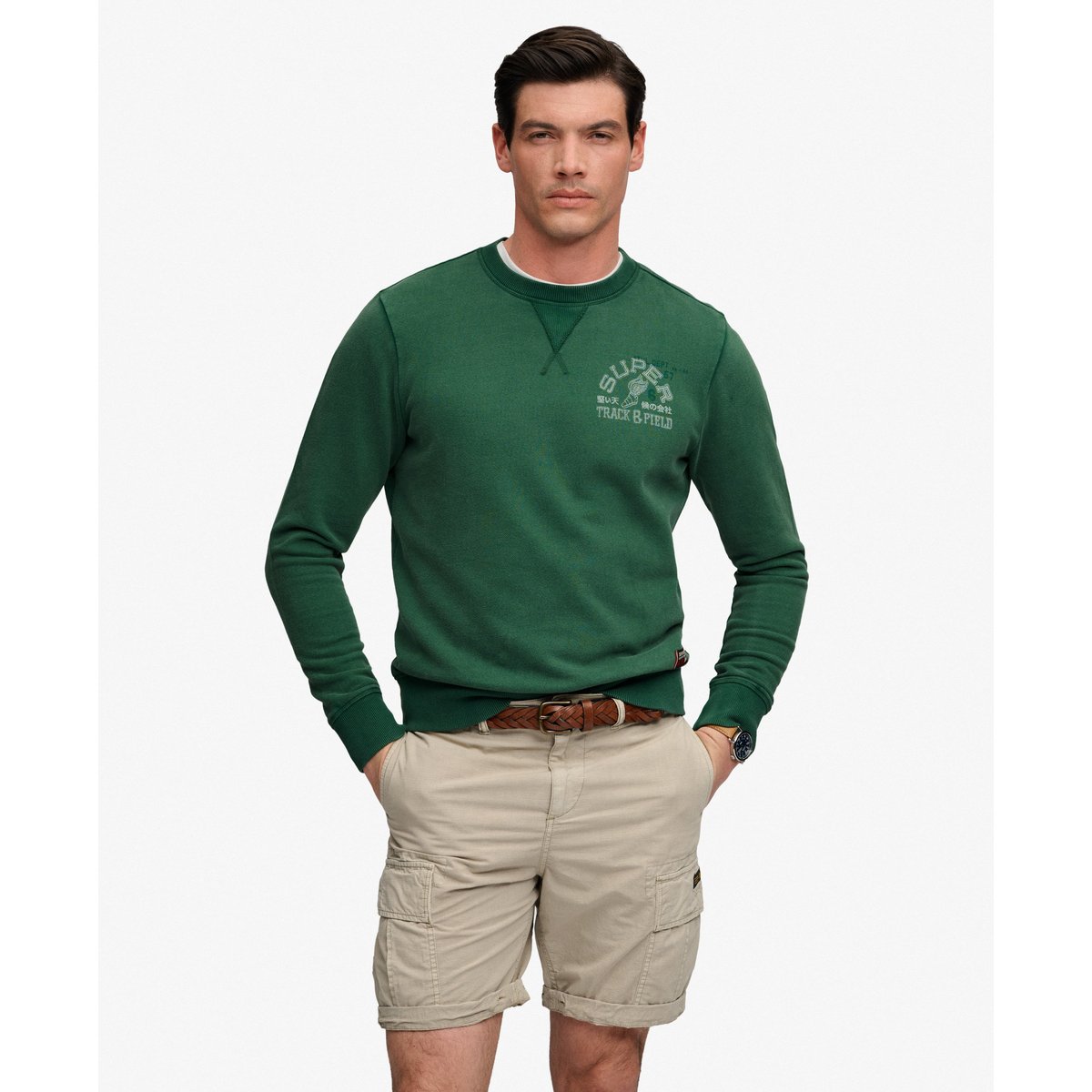 Sweatshirt Vintage Preppy Coupe Décontractée vert chasseur, SUPERDRY