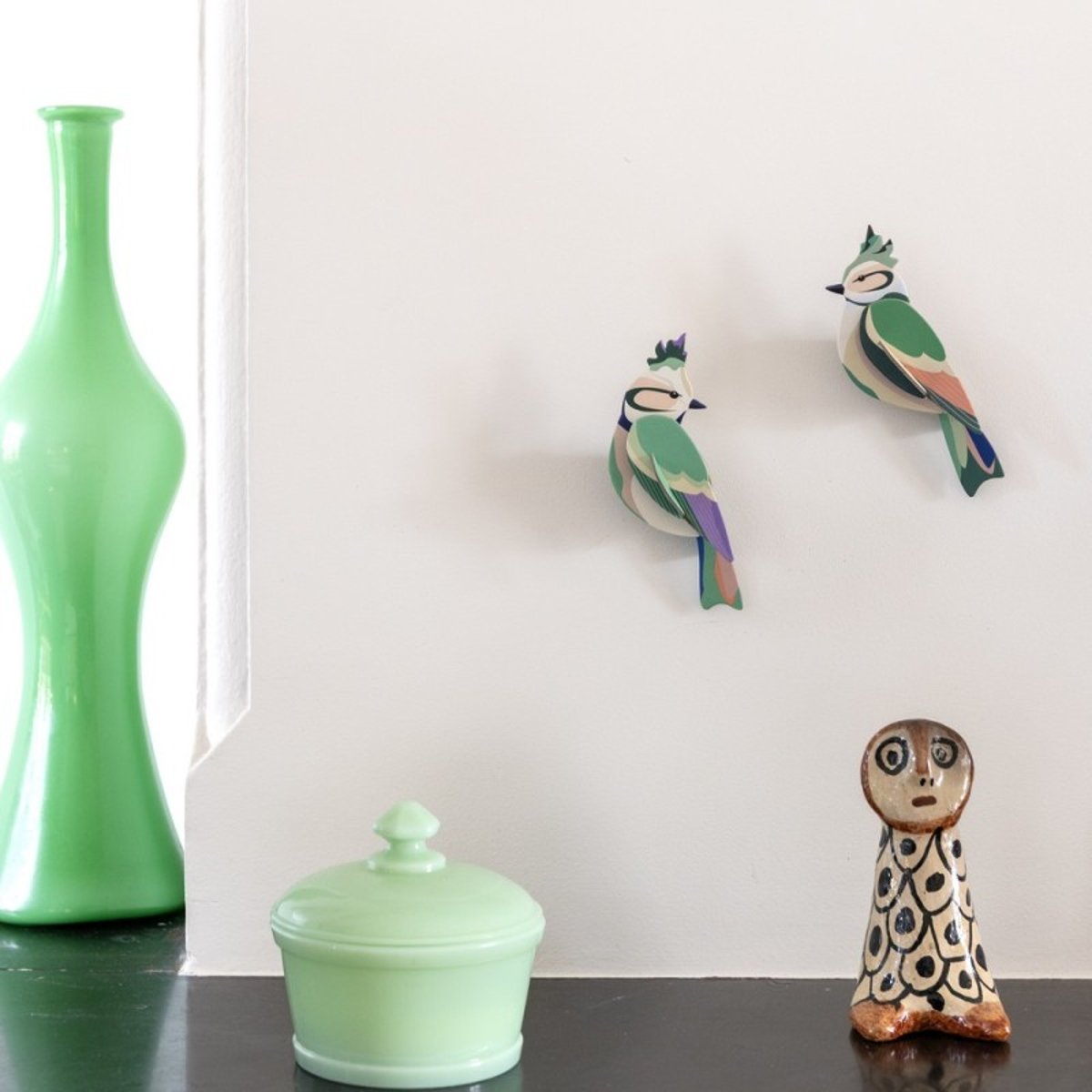 Oiseaux de jardin 3D décoratifs carton  Forest Crests vert, STUDIO ROOF