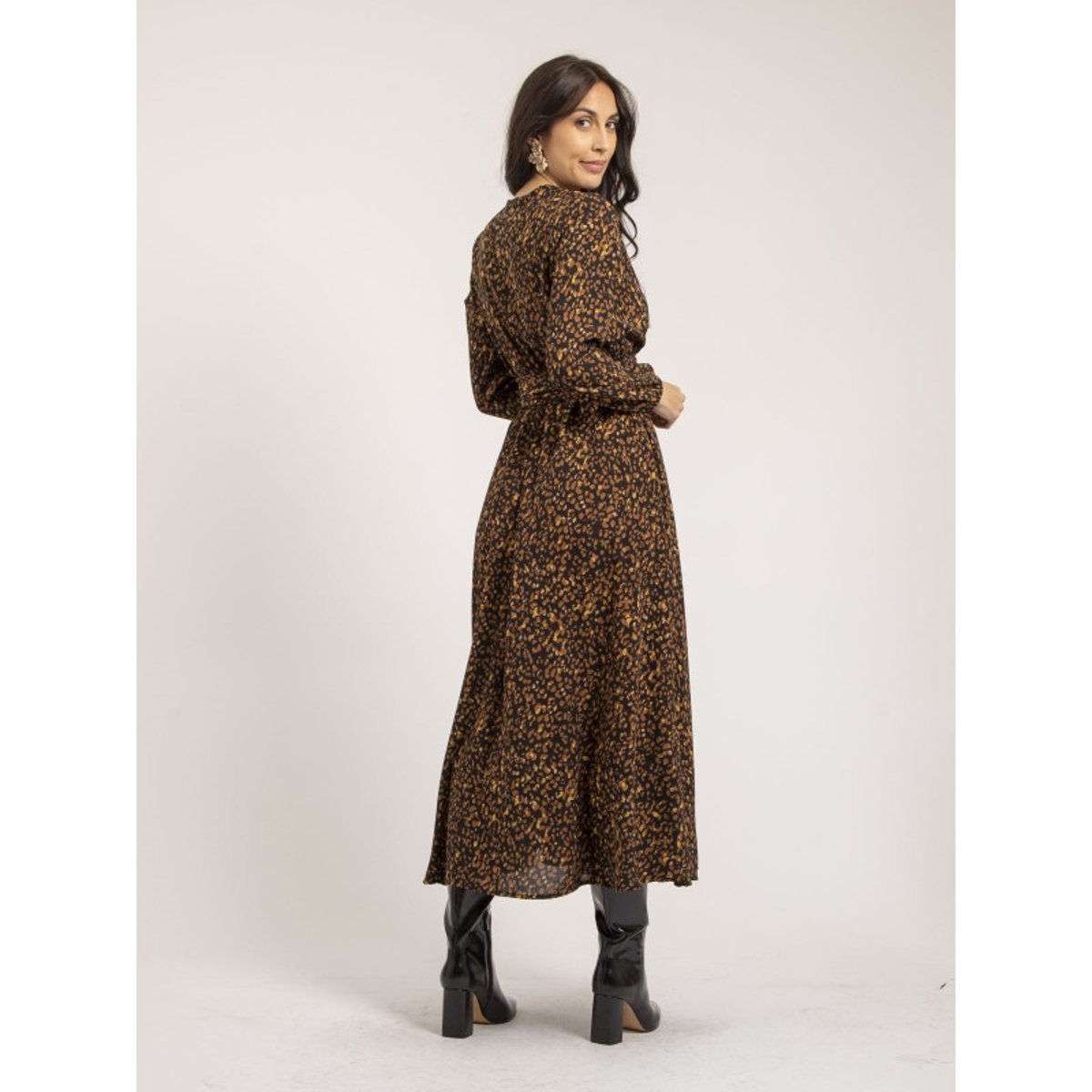 Robe Longue Motifs Island marron, DONA LISA