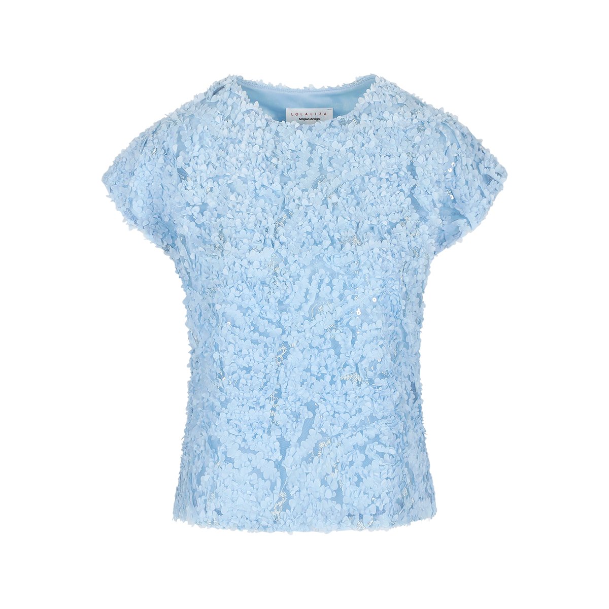 T-shirt texturé manches courtes bleu clair, LOLALIZA