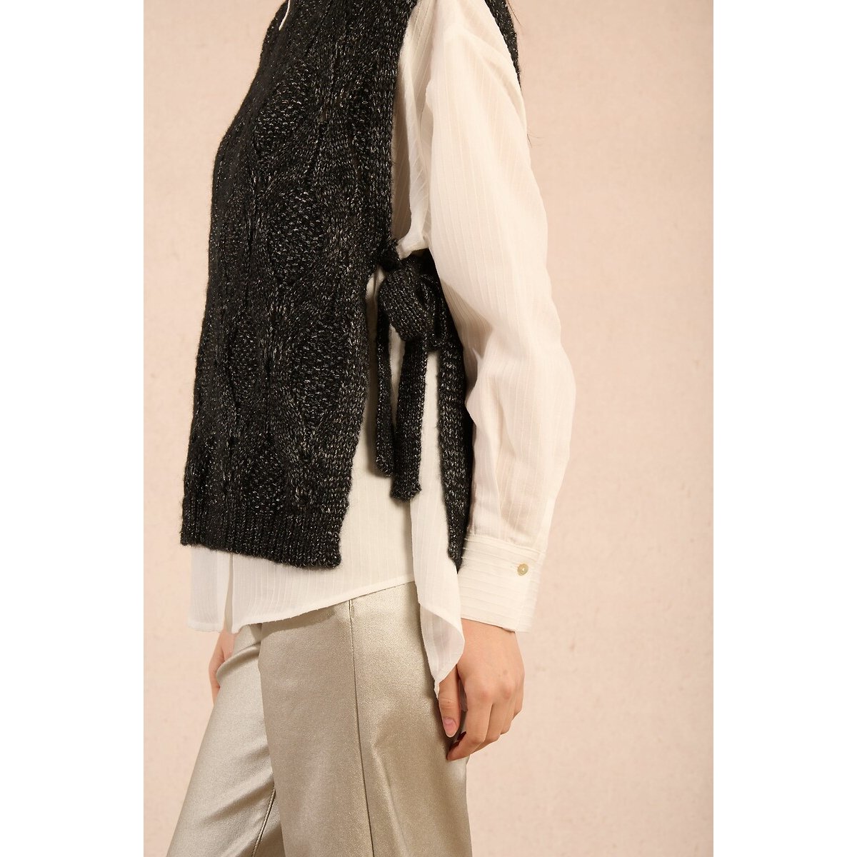 Sleeveless Jumper with Side Ties black, MOLLY BRACKEN