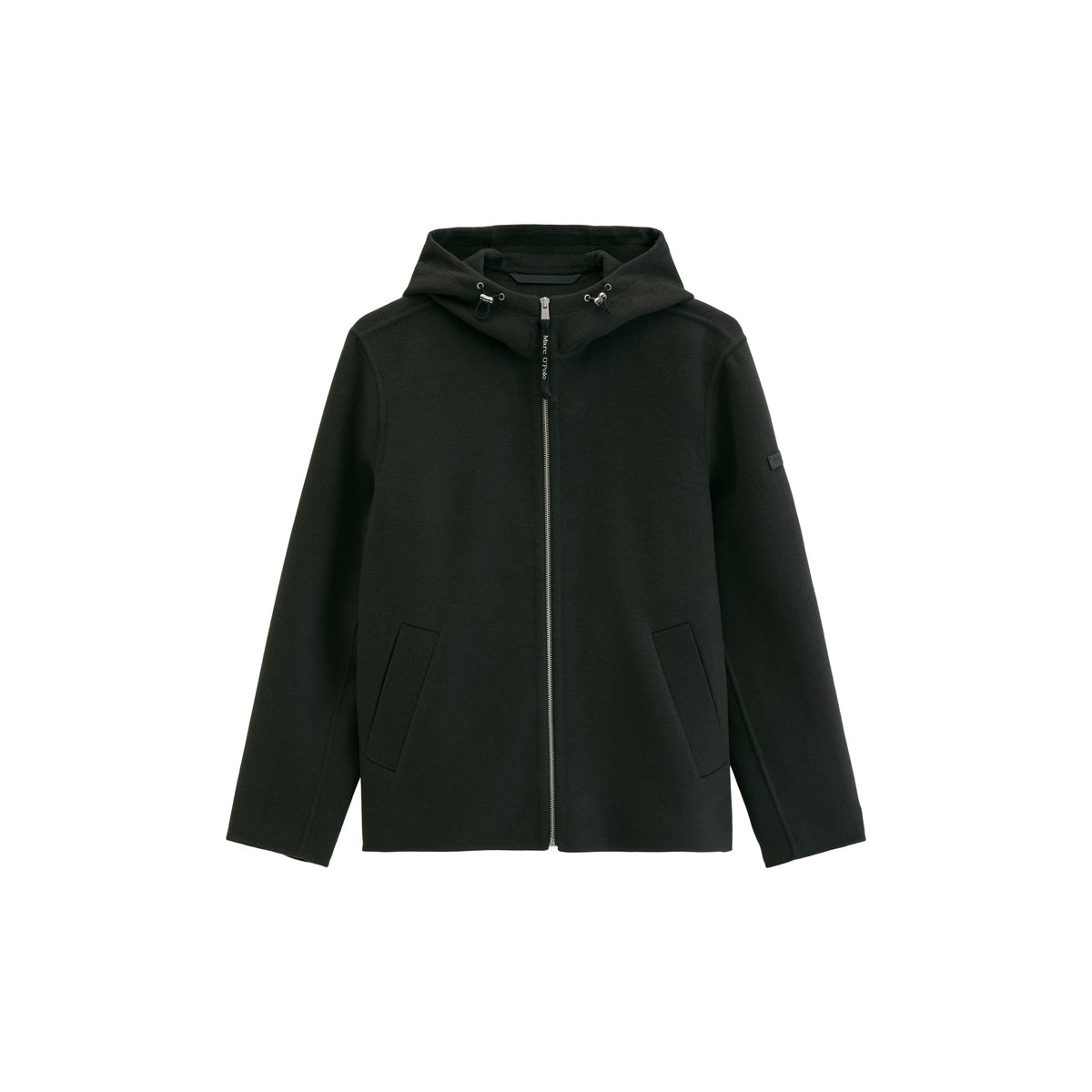 Veste en laine à capuche, coupe classique en laine mélangée double face toute douce noir, MARC O'POLO