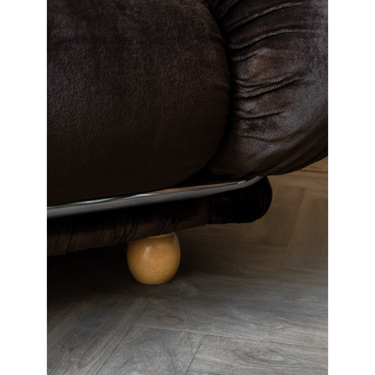 Canapé vintage en velours marron Jacques N°144 - Bon état marron, DEBONGOUT