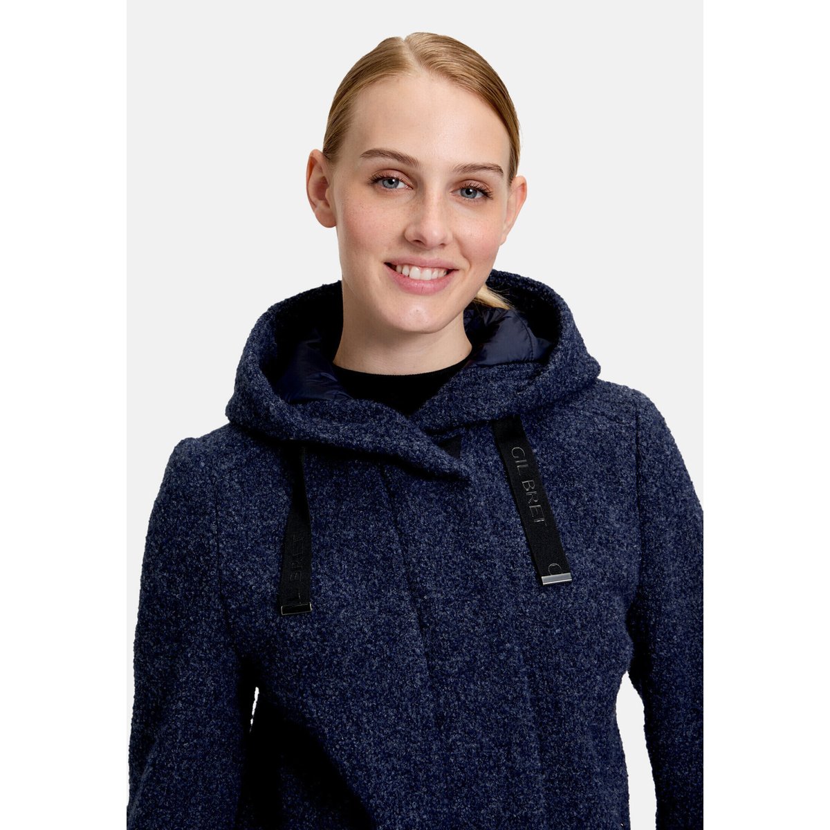 Veste en laine à capuche moonlight blue melange, GIL BRET
