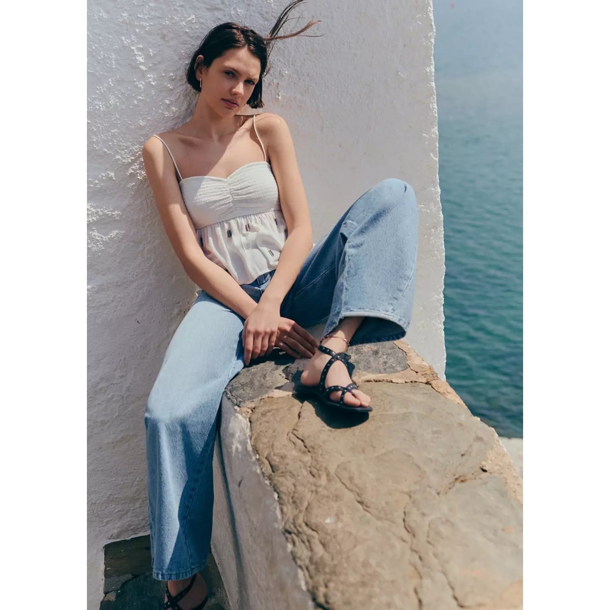Top détail perles blanc cassé, MANGO TEEN