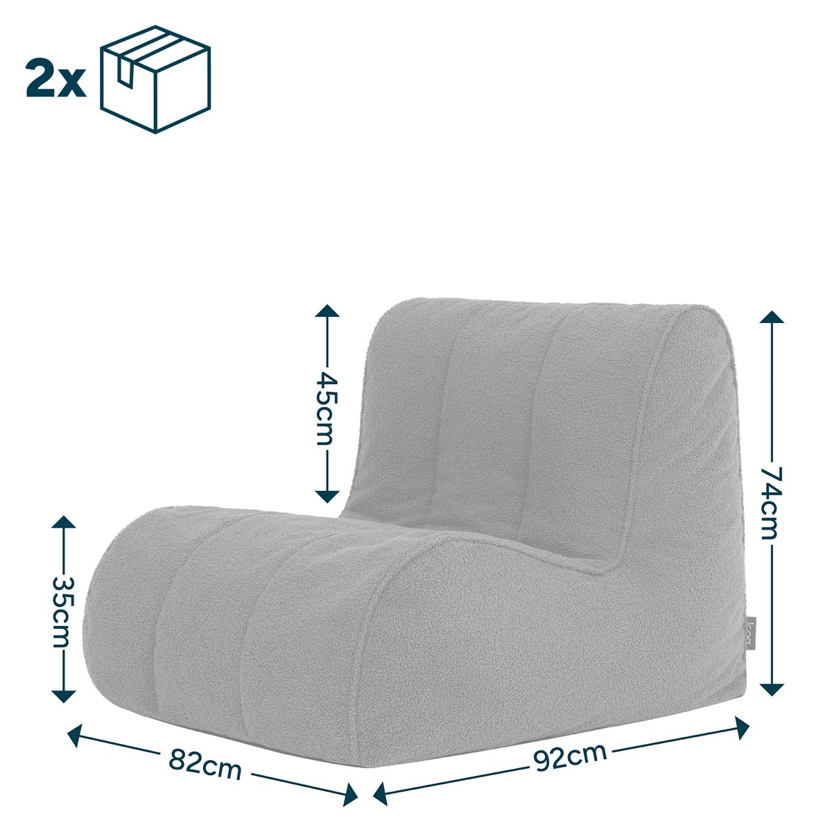 Pouf chauffeuse fauteuil de sol en bouclette Oeko-Tex® - SWOOP ivoire, ICON