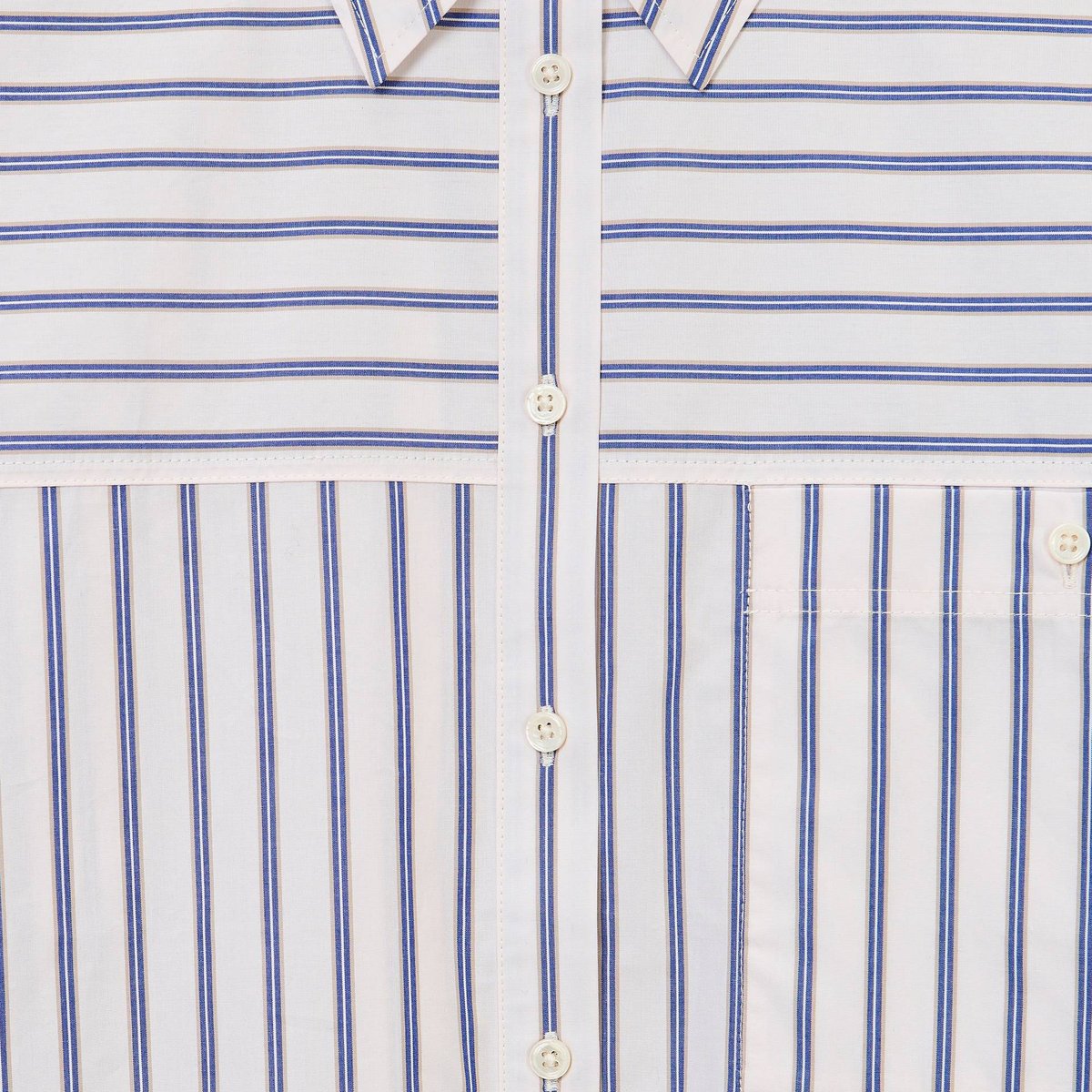 Chemise manches longues rayée en coton BIO GOTS blanc, MONOPRIX