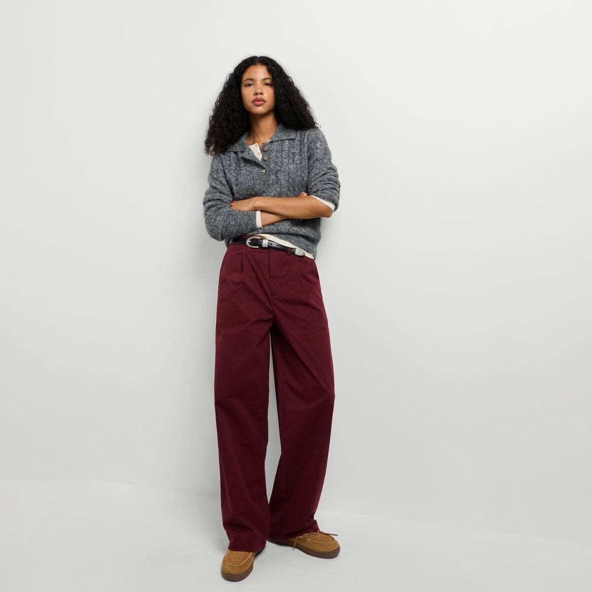 Pantalon Droit Avec Plis rouge bordeaux, PEPE JEANS