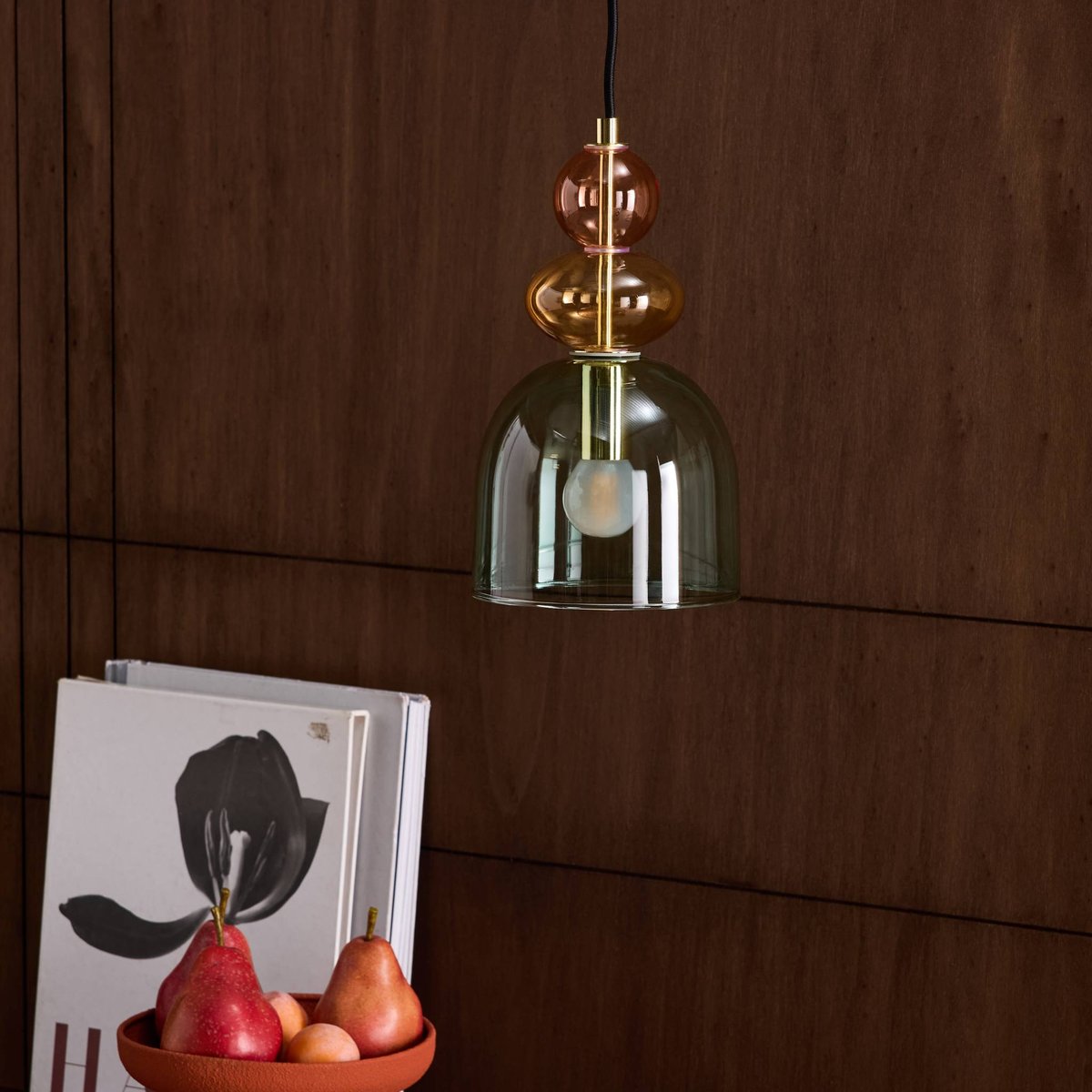 Suspension intérieur verre Ø15cm NEXO rouge, SWEEEK