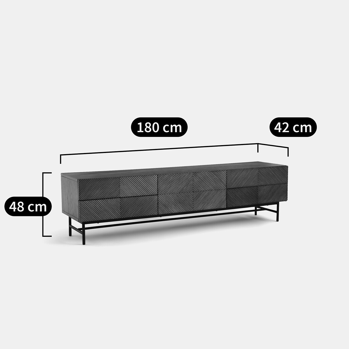 Jerem 180cm Textured Front Walnut Stained TV Unit walnut color stained, LA REDOUTE INTERIEURS