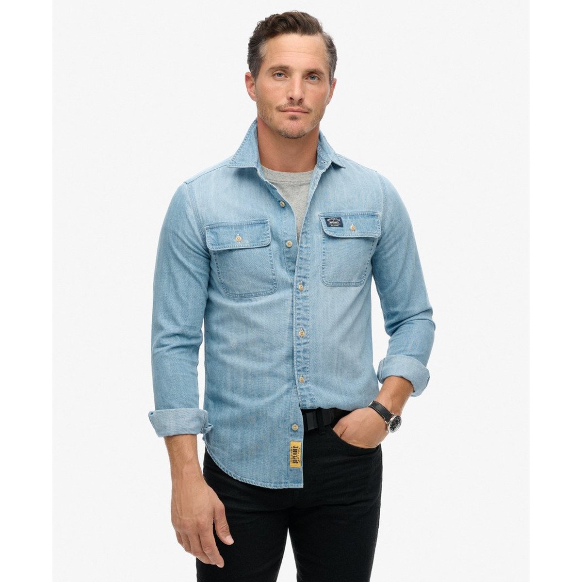 Chemise brodée Workwear délavé intense, SUPERDRY