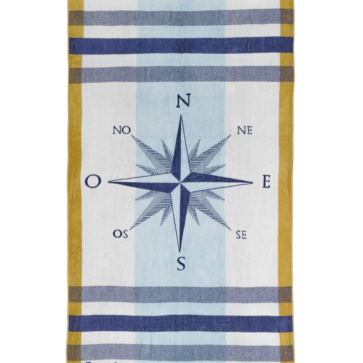 Serviette de plage velours 100x180 cm ROSE DES VENTS bleu nuit, SENSEI MAISON