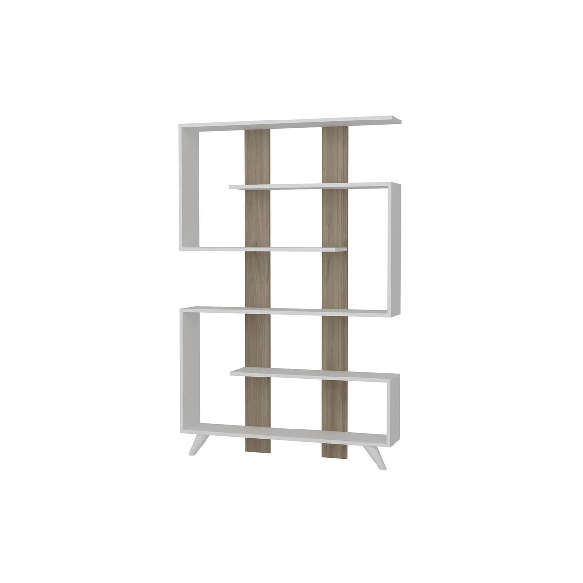 Bibliothèque asymétrique 5 étagères design scandinave RAIN blanc, TOILINUX