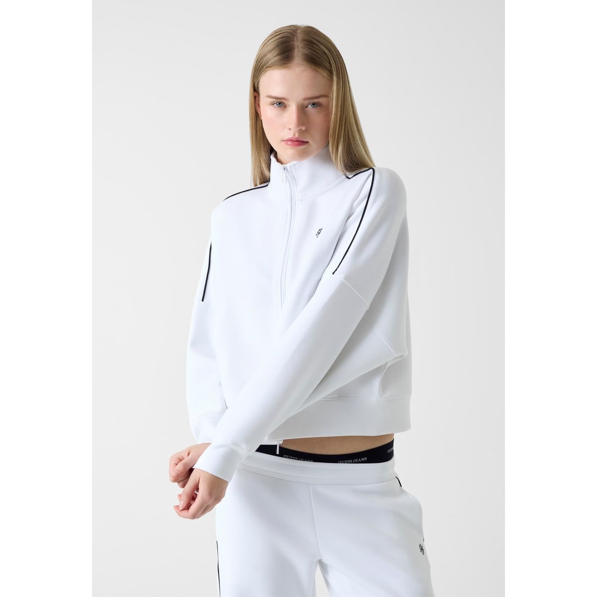 Sweat-Shirt À Col Roulé blanc, GUESS JEANS