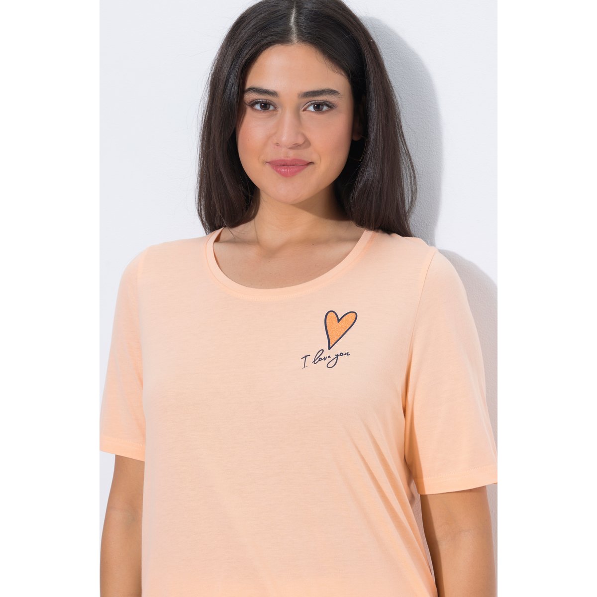 T-shirt motif cœur pêche, ULLA POPKEN