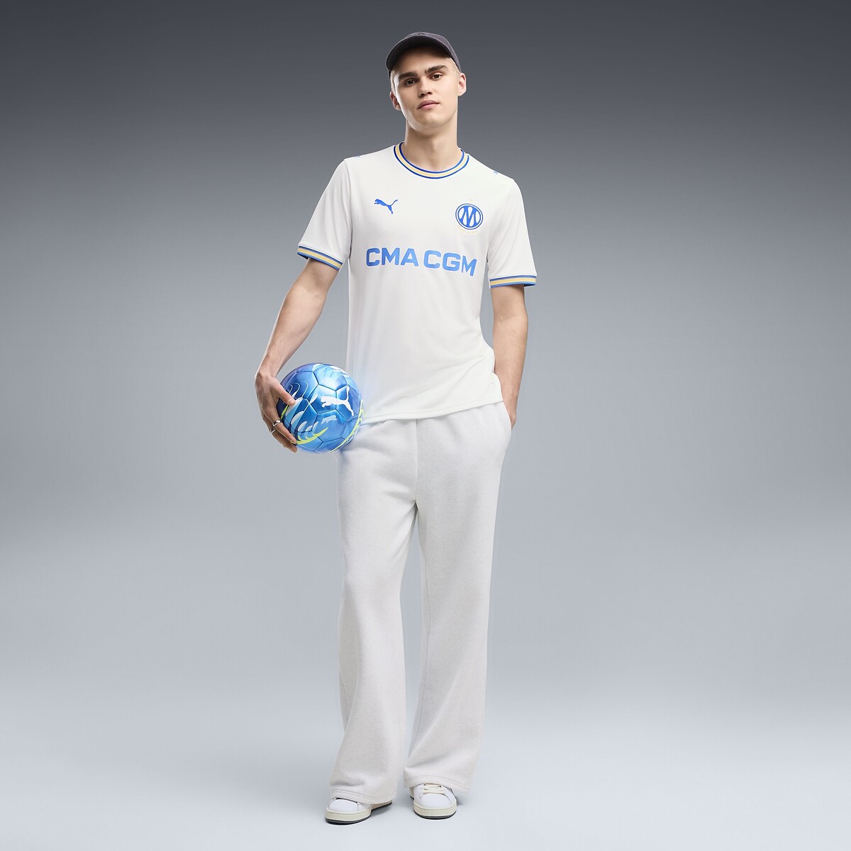 Maillot de foot Olympique de Marseille Home Jersey blanc + bleu, PUMA