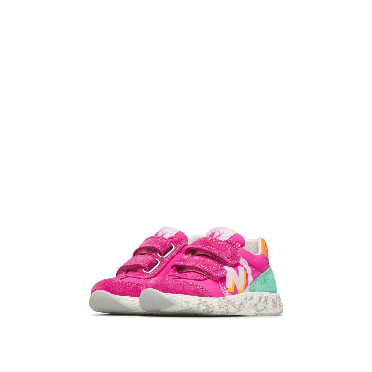 Sneakers en cuir et tissu JESKO 2 VL. fuchsia-blanc, NATURINO