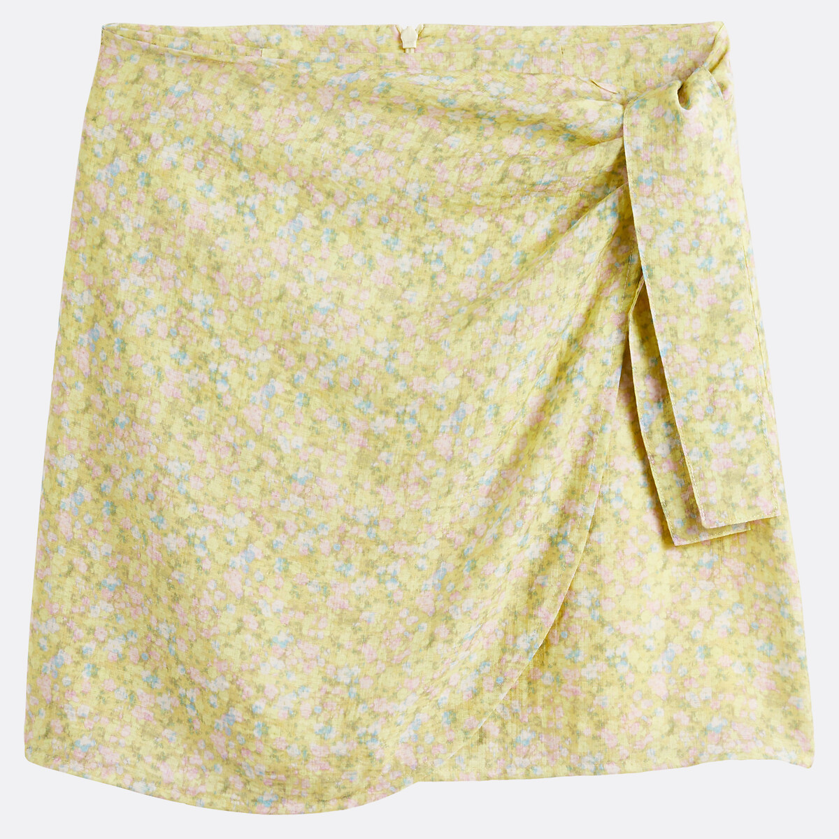 Jupe droite courte imprimé floral à nouer imprimé fleur jaune, LA REDOUTE COLLECTIONS