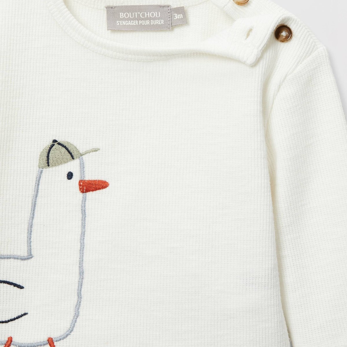 Ensemble sweat brodé et pantalon en coton BIO GOTS ecru, BOUT'CHOU