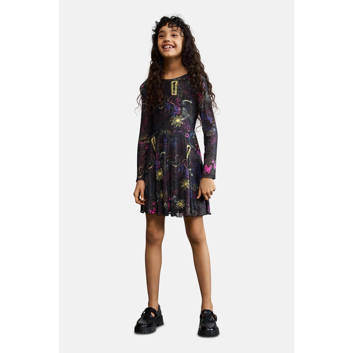 Robe en maille imprimée noir, DESIGUAL