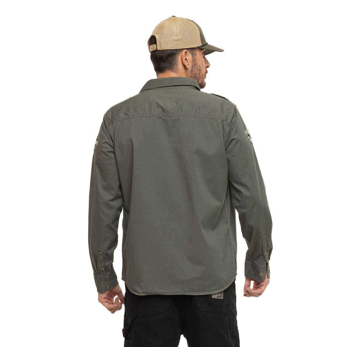 Chemise en coton IVY kaki/noir/jaune, VON DUTCH