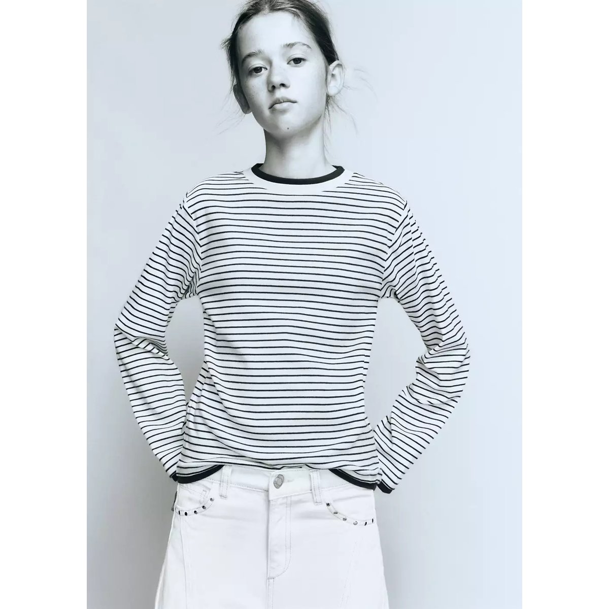 Jean style jupe-culotte clouté blanc cassé, MANGO KIDS