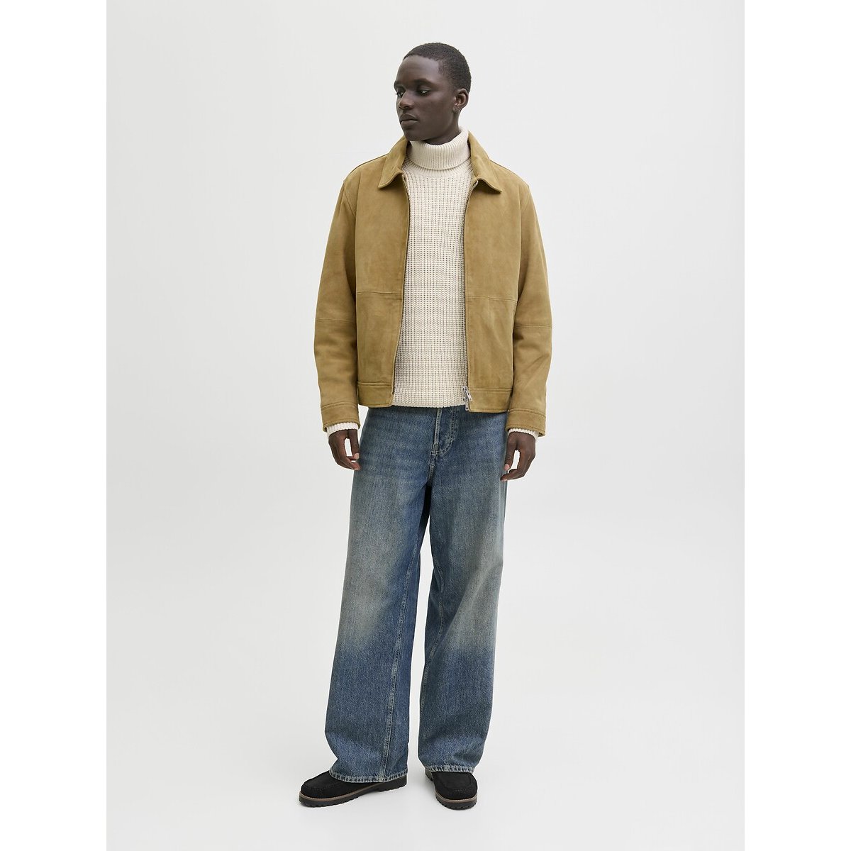Pull col roulé en maille ecru, JACK & JONES