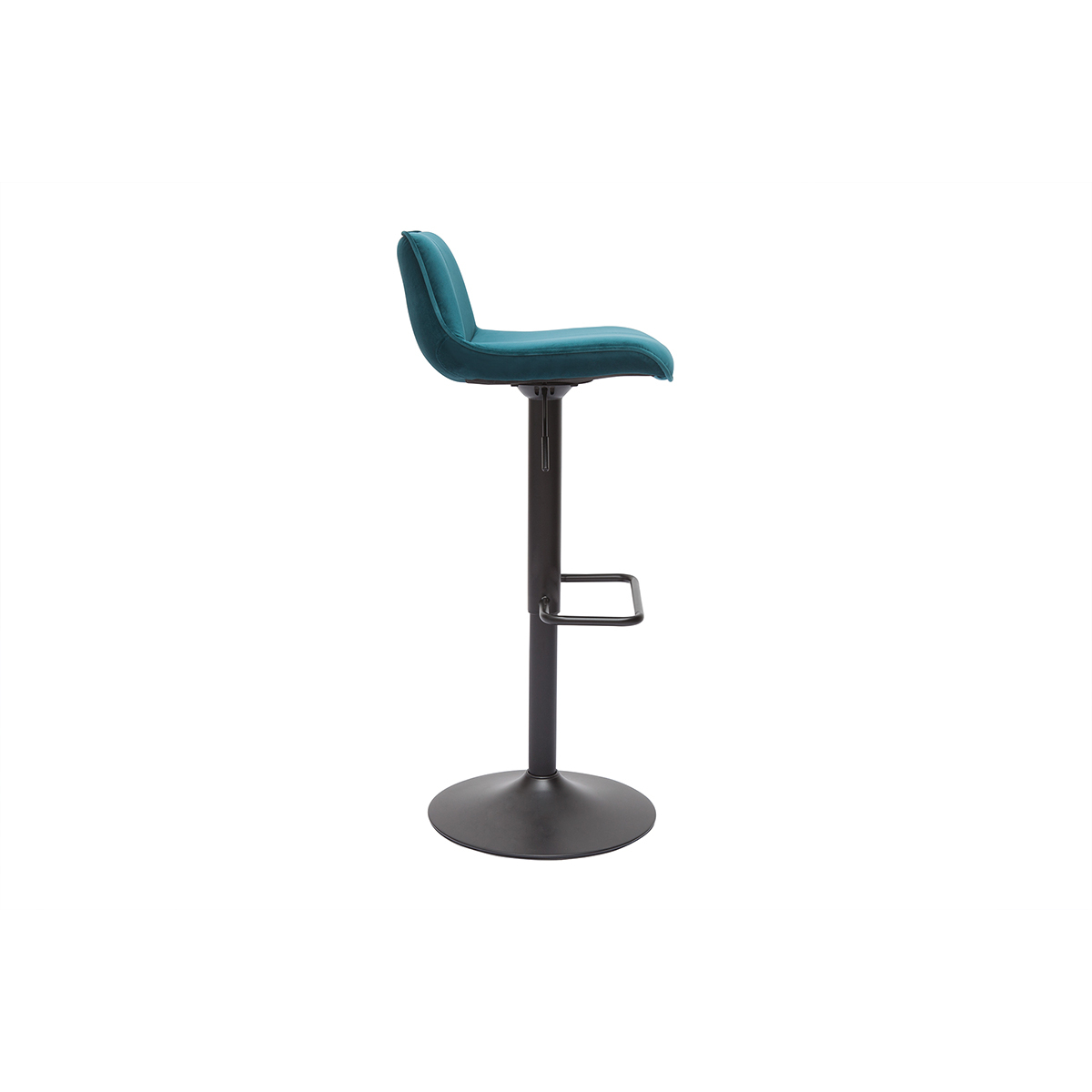 Tabourets de bar réglables pivotants 360° en tissu effet velours texturé terre brûlée et métal noir (lot de 2) BOOST bleu pétrole, MILIBOO