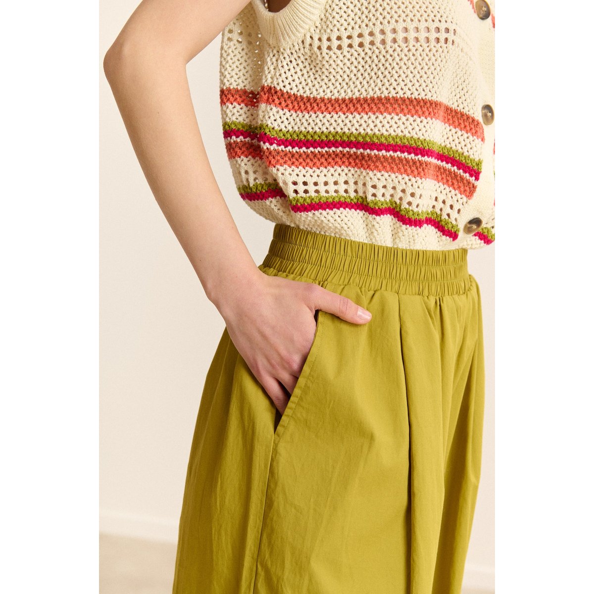 Pantalon large élastiqué COLAS olive, GARANCE PARIS