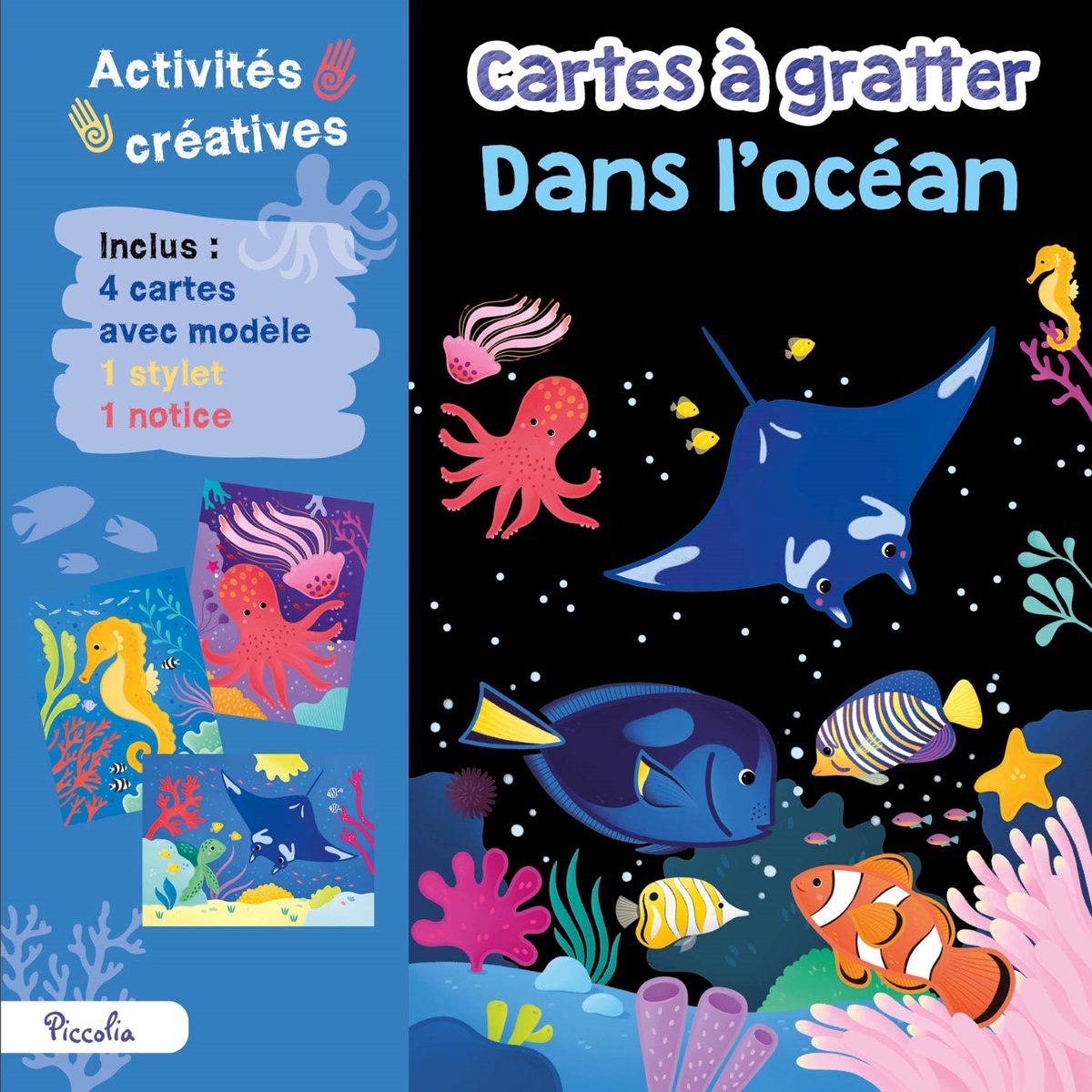 Cartes à gratter Dans l'océan bleu marine, PICCOLIA EDITIONS