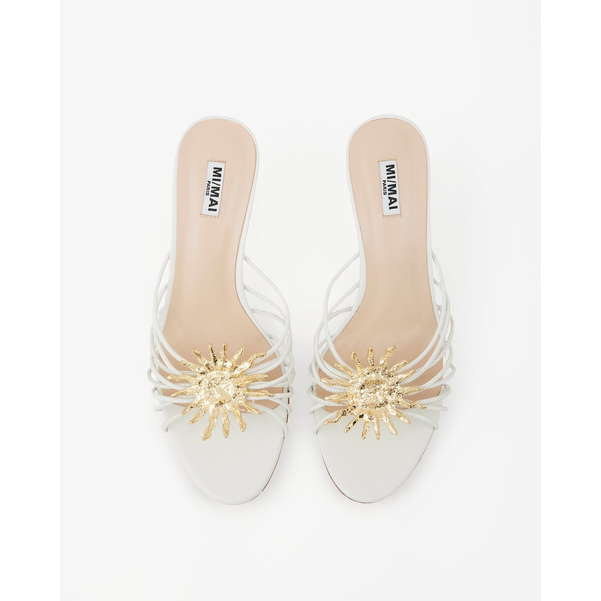 Mules avec bijou doré SALOME blanc, MI MAI