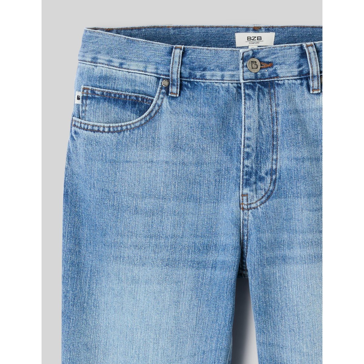 Jean straight 5 poches bleu moyen, BZB