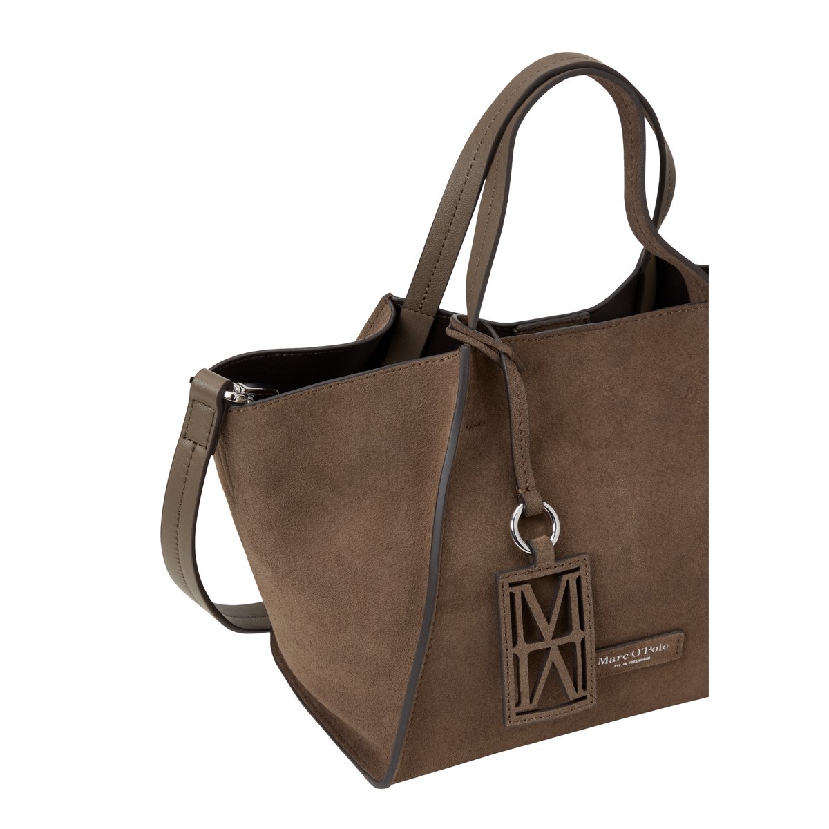 Sac à bandoulière modèle Biani en cuir de vachette velours souple marron, MARC O'POLO