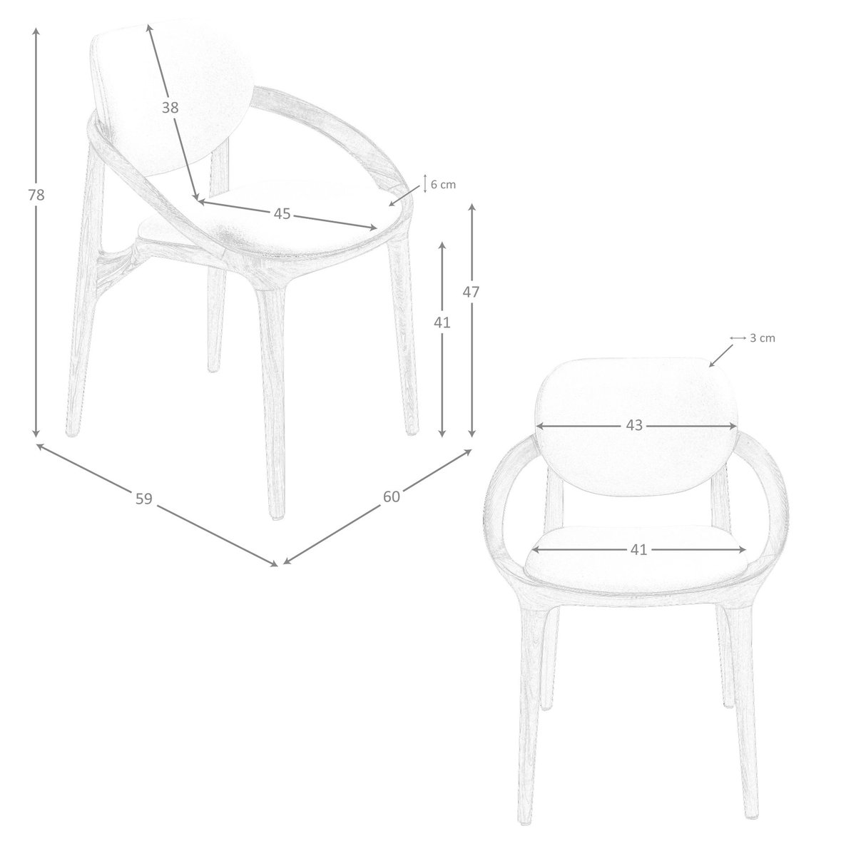 Chaise en tissu blanc cassé | noyer, ANGEL CERDA