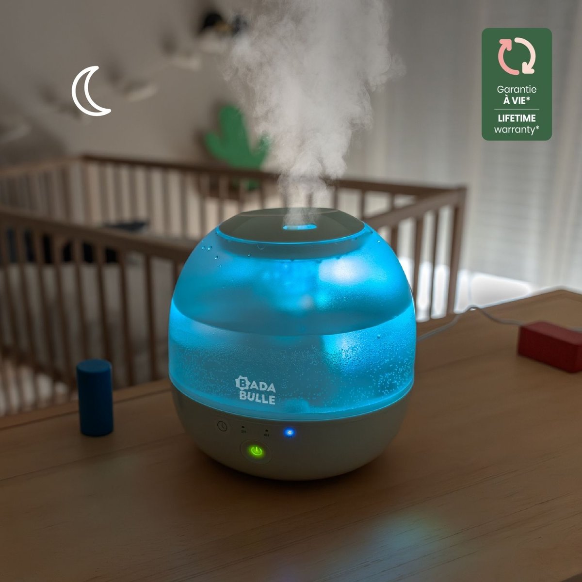 Humidificateur Veilleuse Bubble vert clair, BADABULLE