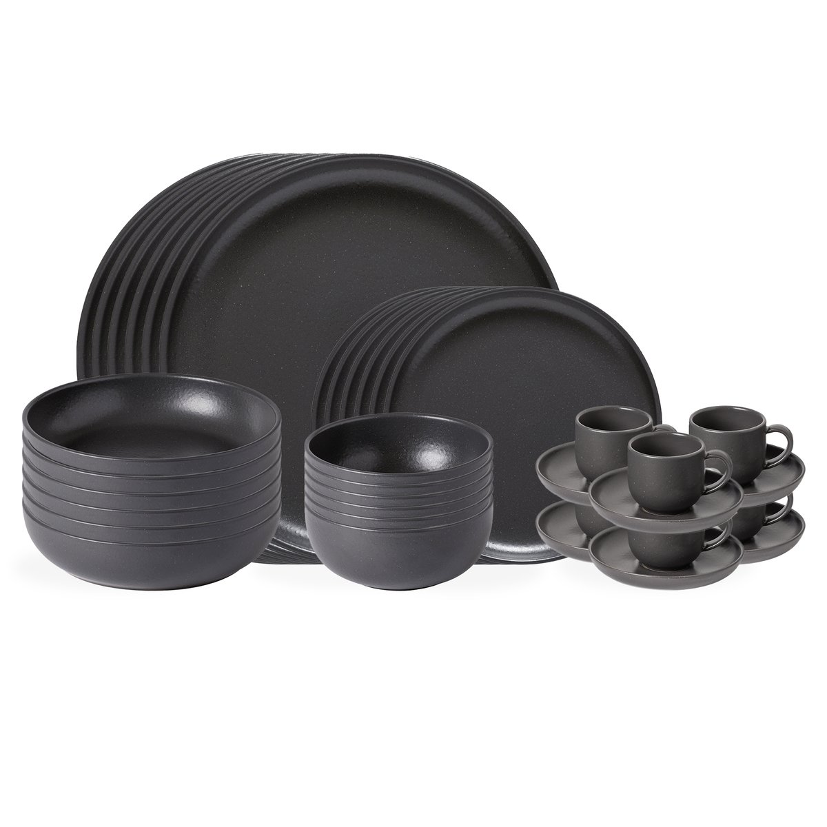Set Table 30 Pièces avec Tasse et Soucoupe à Café Pacifica by Casafina dark grey, COSTA NOVA
