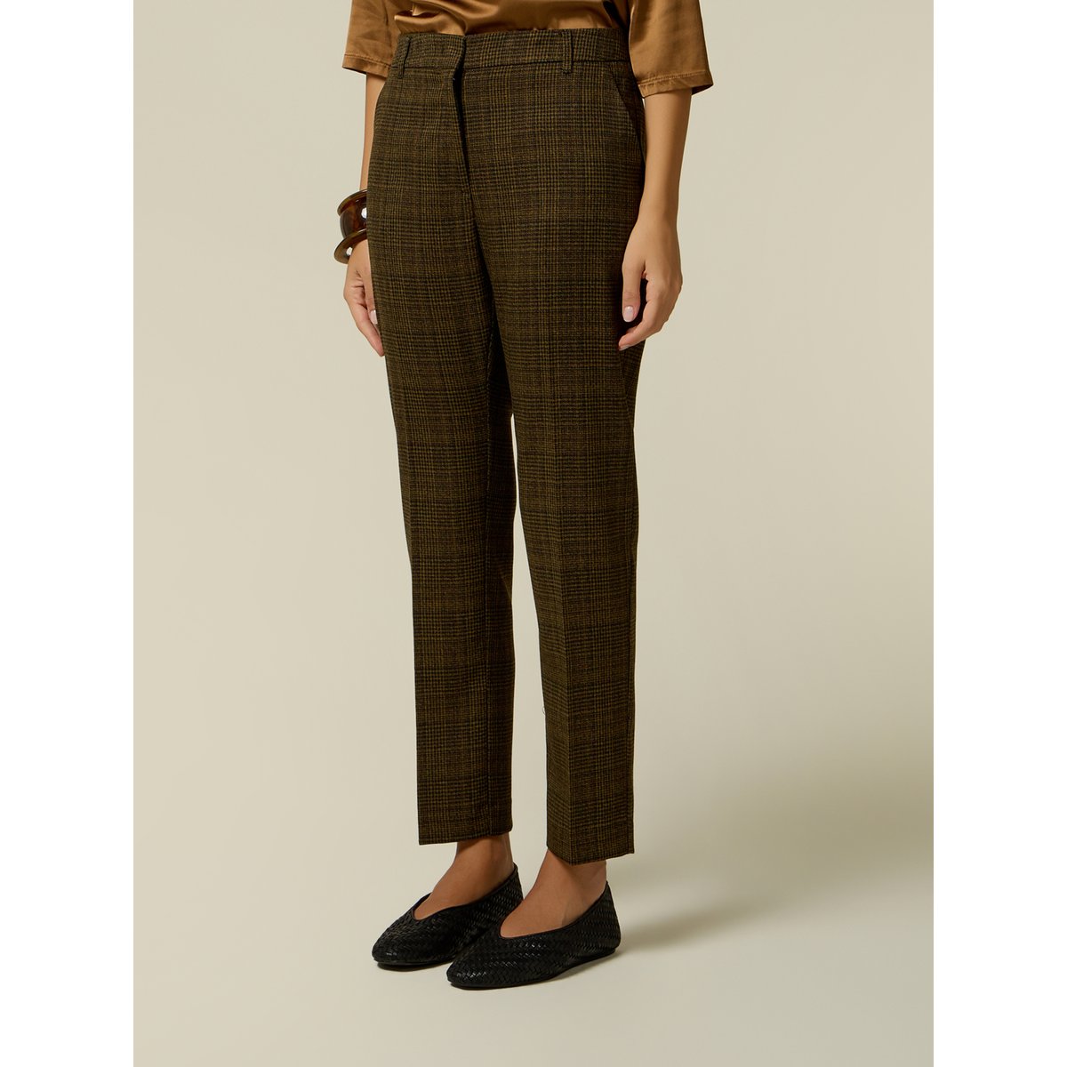 Pantalon à carreaux marron, OLTRE