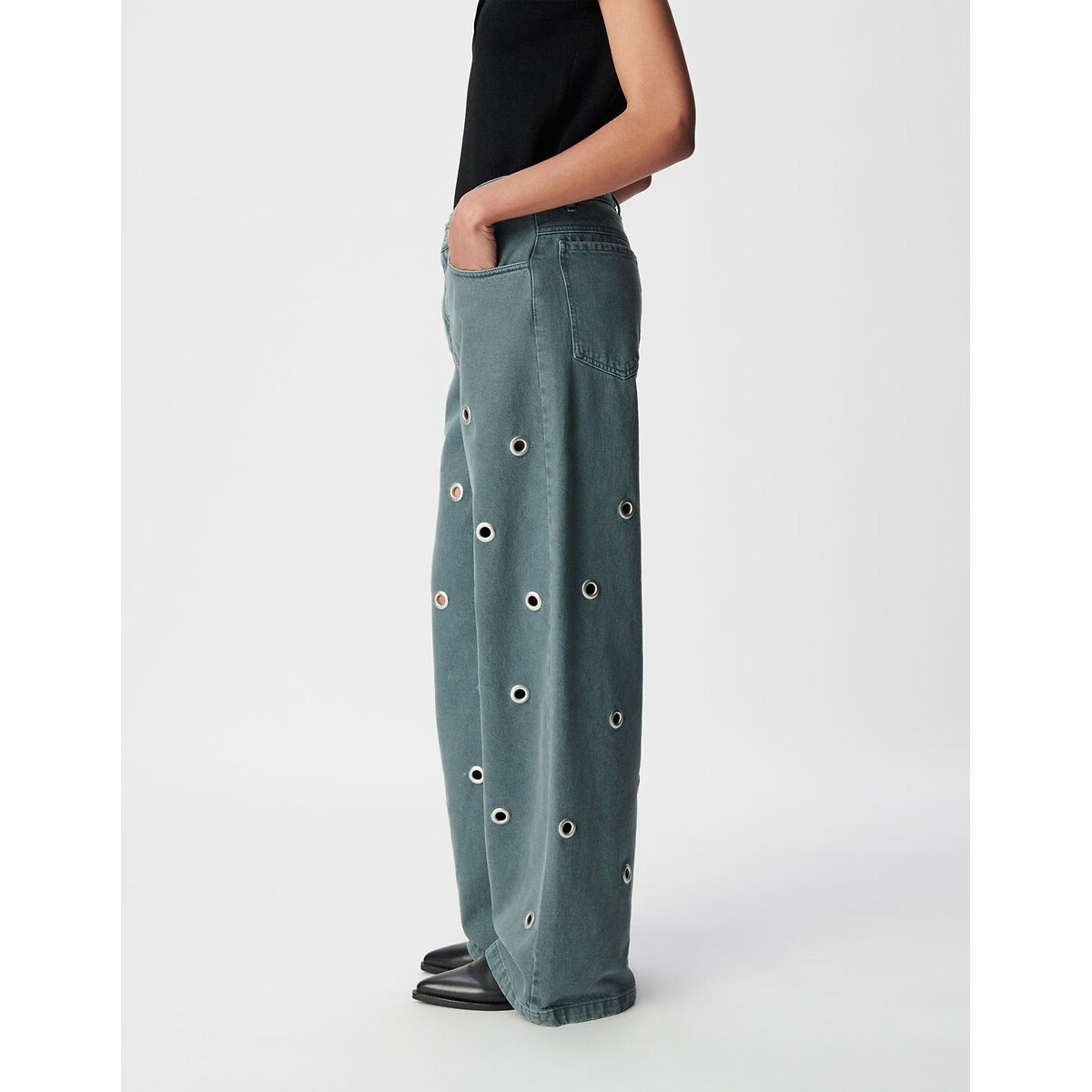 Jean large avec œillets cobalt, IKKS