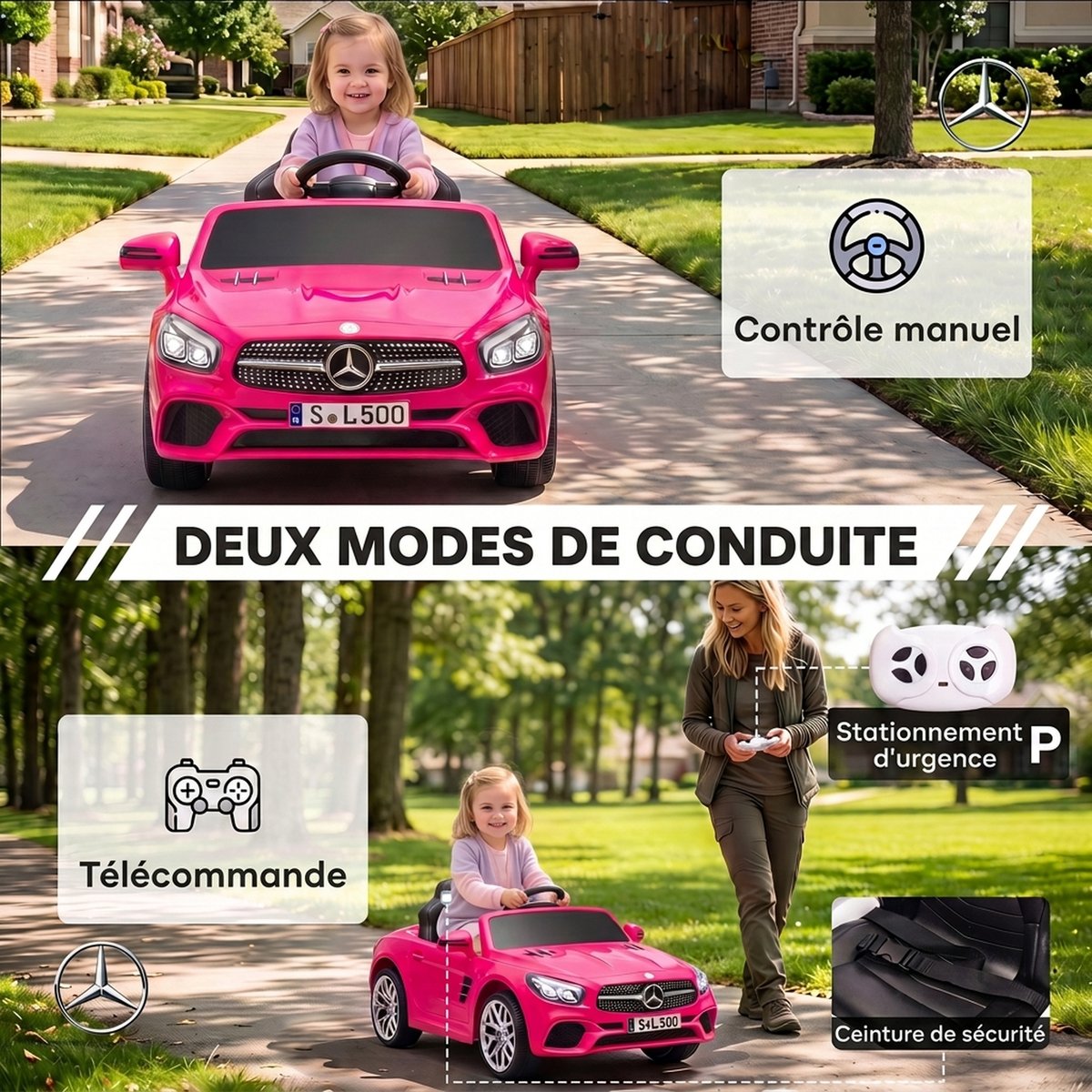 Voiture électrique à conducteur assis PP Rose rose, argenté, noir, AIYAPLAY