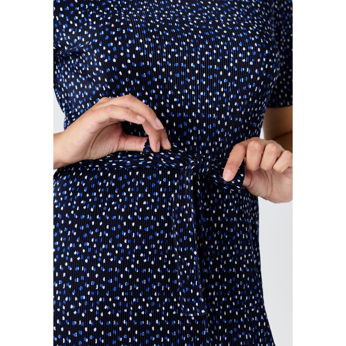Robe plissé permanent bleu marine pois, DAMART