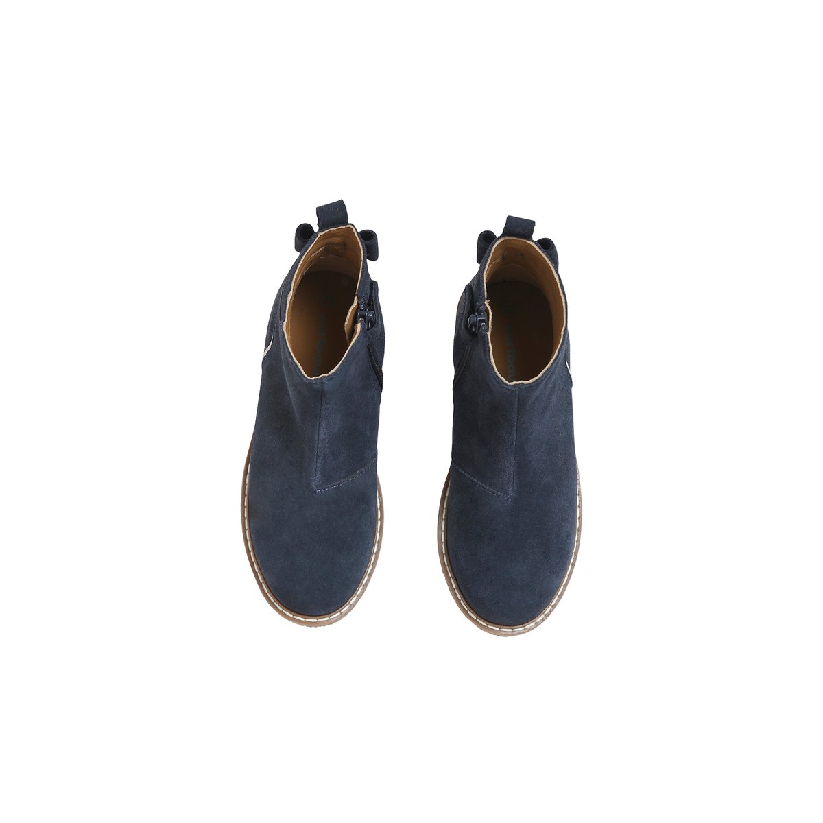 Boots cuir zippées marine, VERTBAUDET