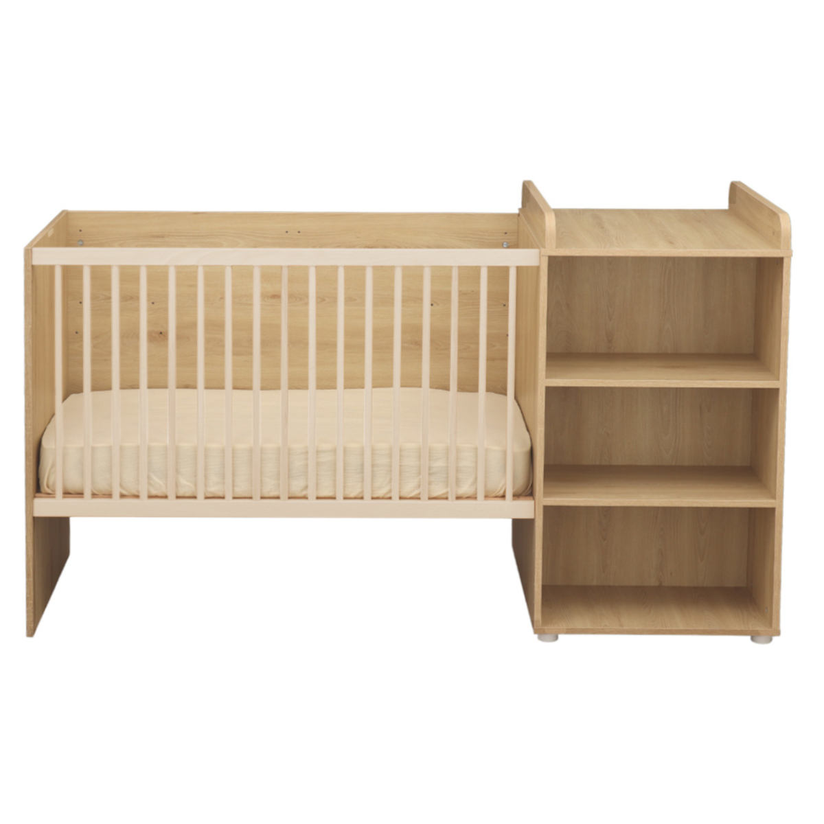 Lit combiné 60x120 évolutif en 90x190 décor bois hêtre marron, SAUTHON