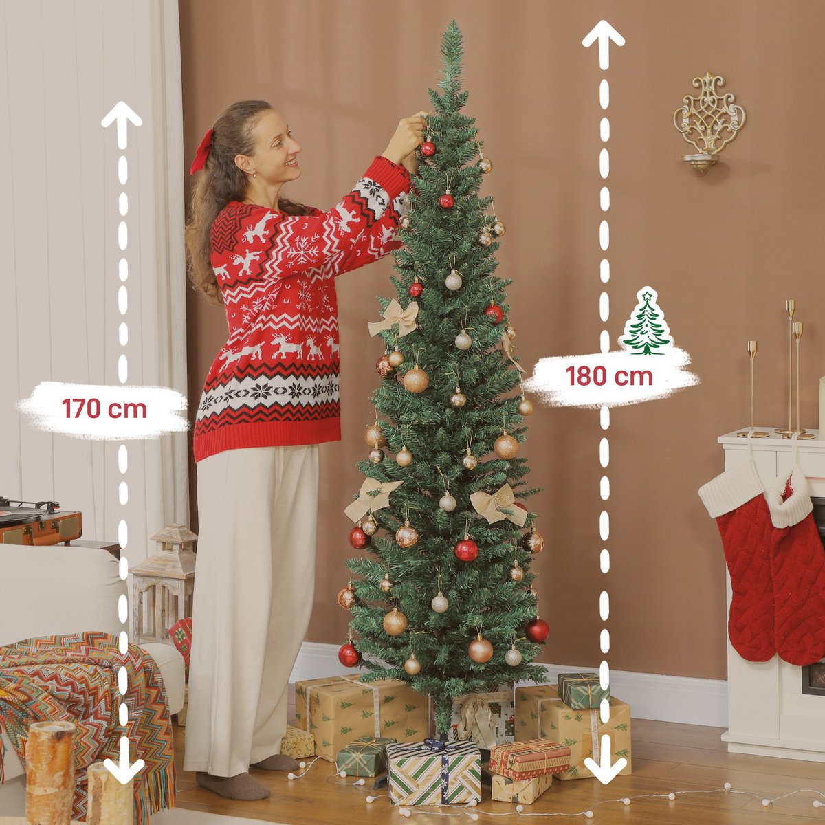Sapin de Noël Plastique Vert vert, HOMCOM