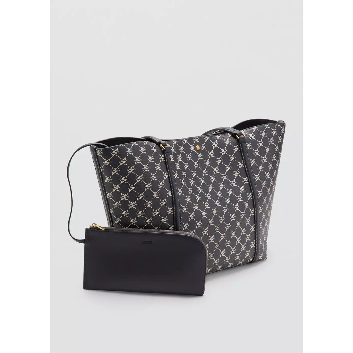 Sac cabas imprimé logo bleu marine, MANGO